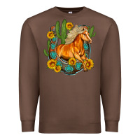 Chestnut western horse cactus sunflowers horseshoe Premium Sweatshirt - OliviaCreatesArt