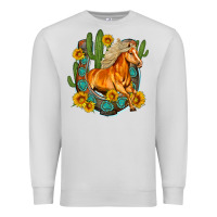 Dove Grey western horse cactus sunflowers horseshoe Premium Sweatshirt - OliviaCreatesArt