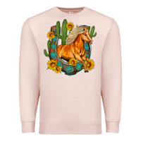 Pale Pink western horse cactus sunflowers horseshoe Premium Sweatshirt - OliviaCreatesArt