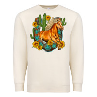 Sandshell western horse cactus sunflowers horseshoe Premium Sweatshirt - OliviaCreatesArt