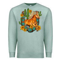 Seafoam western horse cactus sunflowers horseshoe Premium Sweatshirt - OliviaCreatesArt