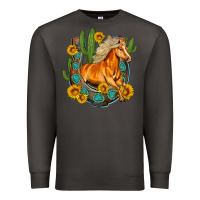 Smoke western horse cactus sunflowers horseshoe Premium Sweatshirt - OliviaCreatesArt