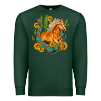 Sports Green western horse cactus sunflowers horseshoe Premium Sweatshirt - OliviaCreatesArt