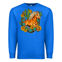 True Royal western horse cactus sunflowers horseshoe Premium Sweatshirt - OliviaCreatesArt