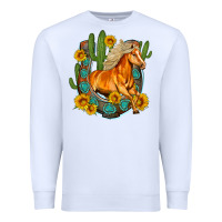 White western horse cactus sunflowers horseshoe Premium Sweatshirt - OliviaCreatesArt