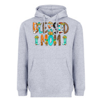 Heather Grey Blessed Mom Heavyweight Hoodie - CowCowDesign