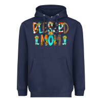 Navy Blessed Mom Heavyweight Hoodie - CowCowDesign