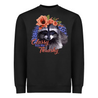Black Classy But a Little Thrashy Raccoon with Flowers Heavyweight Sweatshirt - Bettercallsaul