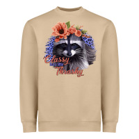 Classy But A Little Thrashy Raccoon With Flowers Heavyweight Sweatshirt | Teevron