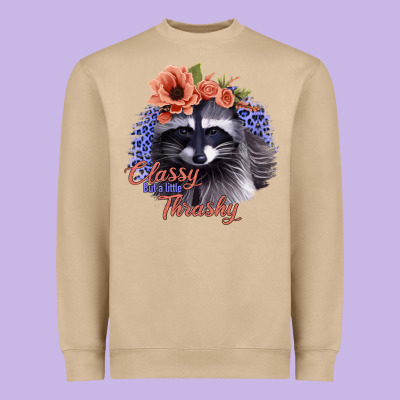 Classy But A Little Thrashy Raccoon With Flowers Heavyweight Sweatshirt Designed By Bettercallsaul