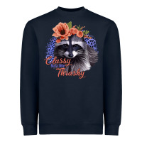 Navy Classy But a Little Thrashy Raccoon with Flowers Heavyweight Sweatshirt - Bettercallsaul