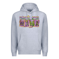 Heather Grey Mardi gras mama with beads mother's day Premium Hoodie - HowdyJamesFarm