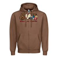 Chestnut Peace love Baseball Zipper Hoodie - HowdyJamesFarm