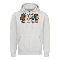 Dove Grey Peace love Baseball Zipper Hoodie - HowdyJamesFarm