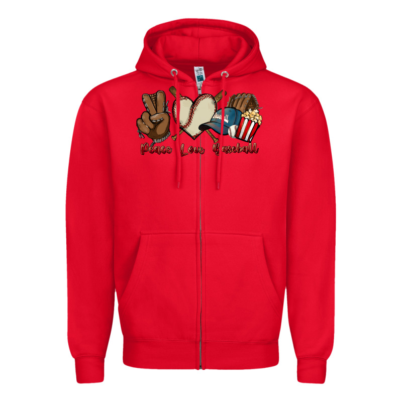 Peace Love Baseball Zipper Hoodie by HowdyJamesFarm | Teevron