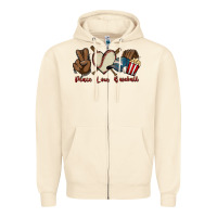 Sandshell Peace love Baseball Zipper Hoodie - HowdyJamesFarm