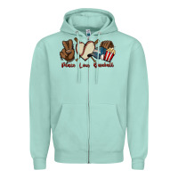 Seafoam Peace love Baseball Zipper Hoodie - HowdyJamesFarm