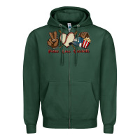 Sports Green Peace love Baseball Zipper Hoodie - HowdyJamesFarm