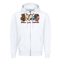 White Peace love Baseball Zipper Hoodie - HowdyJamesFarm