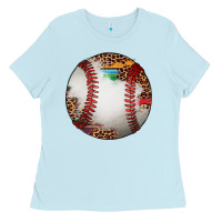 Baby Blue western baseball leopard serape pattern Ladies Tee - Artiststas