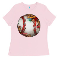 Bubblegum Pink western baseball leopard serape pattern Ladies Tee - Artiststas