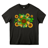 Asphalt st patricks sunflowers with shamrock and glitters with leopard Heavy Core Tee - Artiststas