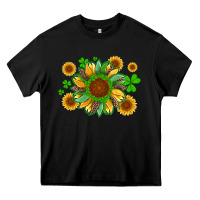 Black st patricks sunflowers with shamrock and glitters with leopard Heavy Core Tee - Artiststas