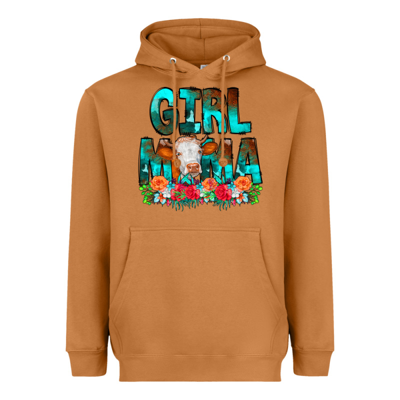 Girl Mama Flowers Cow Heavyweight Hoodie by CowCowDesign | Teevron