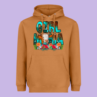 Girl Mama Flowers Cow Heavyweight Hoodie Designed By Cowcowdesign