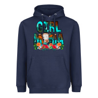 Navy Girl Mama Flowers Cow Heavyweight Hoodie - CowCowDesign