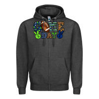 Charcoal Heather Game day green and blue team color Zipper Hoodie - HowdyJamesFarm