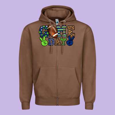 Game Day Green And Blue Team Color Zipper Hoodie Designed By Howdyjamesfarm