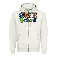 Oatmeal Heather Game day green and blue team color Zipper Hoodie - HowdyJamesFarm