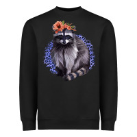 Black Raccoon with Flowers Heavyweight Sweatshirt - Bettercallsaul