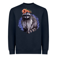 Navy Raccoon with Flowers Heavyweight Sweatshirt - Bettercallsaul