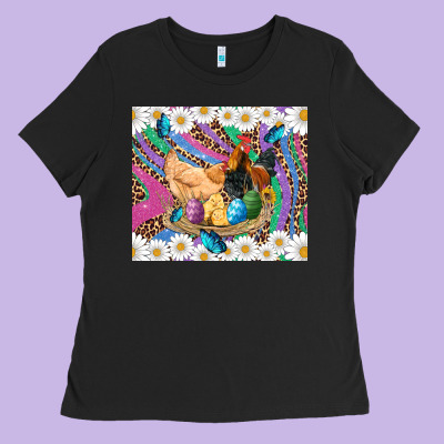 Easter Farm Chicken Chick Rooster Daisys Butterfly Sunflower Eggs Glit Ladies Tee Designed By Artiststas