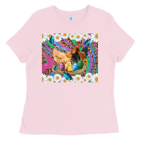 Bubblegum Pink easter farm chicken chick rooster daisys butterfly sunflower eggs glit Ladies Tee - Artiststas