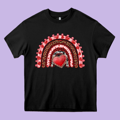 Valentine's Day Rainbow With Heart Heavy Core Tee Designed By Adodesignshop