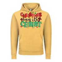 Vintage Mustard christmas begins with christ Vintage Hoodie - MaliasSmallBusiness