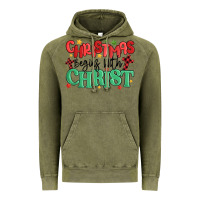 Vintage Olive christmas begins with christ Vintage Hoodie - MaliasSmallBusiness