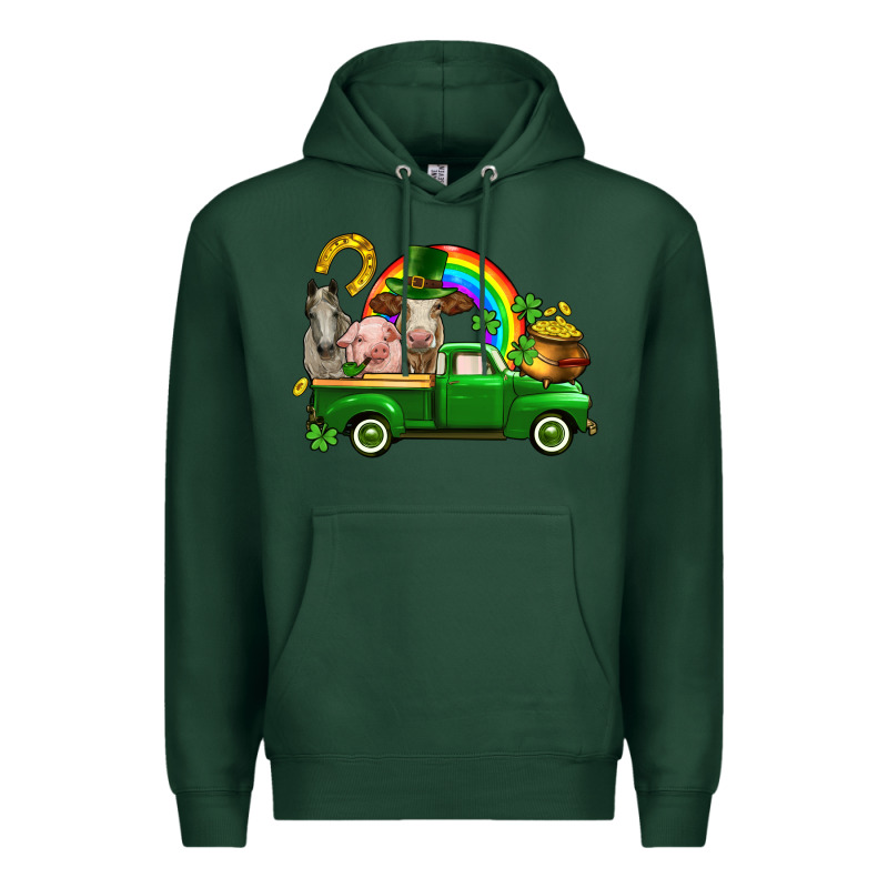 St. Patrick's Day Farm Animals Premium Hoodie by CowGirlArtShop | Teevron