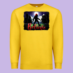 Bigfoot Believe Christmas Premium Sweatshirt Designed By Fadigitalartstudio