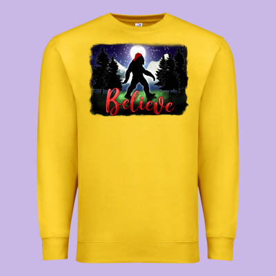 Bigfoot Believe Christmas Premium Sweatshirt Designed By Fadigitalartstudio