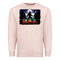 Pale Pink bigfoot believe christmas Premium Sweatshirt - FaDigitalArtStudio