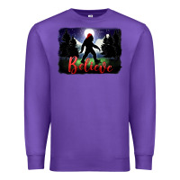 Purple bigfoot believe christmas Premium Sweatshirt - FaDigitalArtStudio