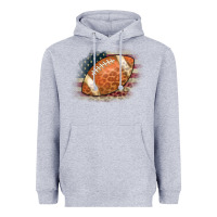 Heather Grey American Flag Football Leopard Heavyweight Hoodie - CowCowDesign