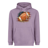 Lavender American Flag Football Leopard Heavyweight Hoodie - CowCowDesign