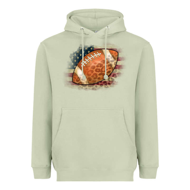 American Flag Football Leopard Heavyweight Hoodie by CowCowDesign | Teevron