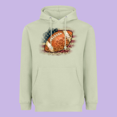 American Flag Football Leopard Heavyweight Hoodie Designed By Cowcowdesign