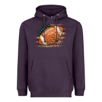 Plum American Flag Football Leopard Heavyweight Hoodie - CowCowDesign